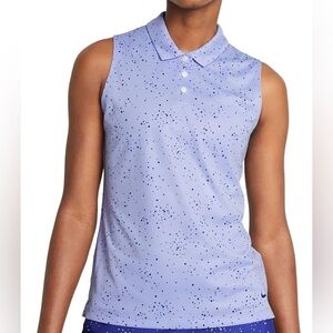 Nike Sleeveless Polo Golf Tank in Lavender with Navy Dot Print
